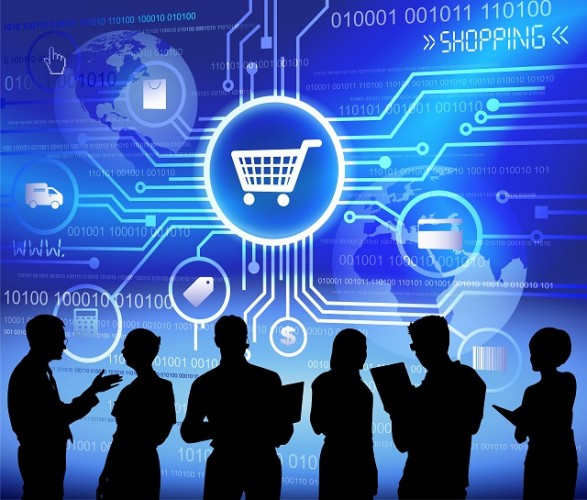 Concept of shopping and cloud computing.